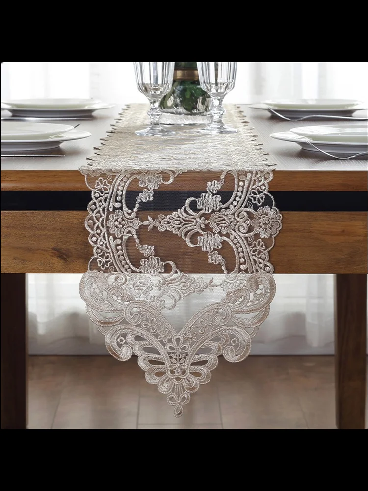 European Lace Embroidered Table Coffee Runner Flag Piano TV Cabinet Cover Cloth Fashion Tablecloth