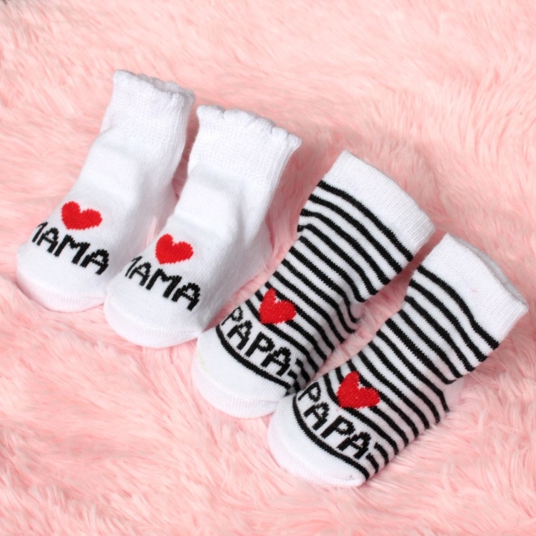 0-6Months Baby Socks Newborn Toddler Infant Striped Letter Love Mama Papa Soft Cotton Socks