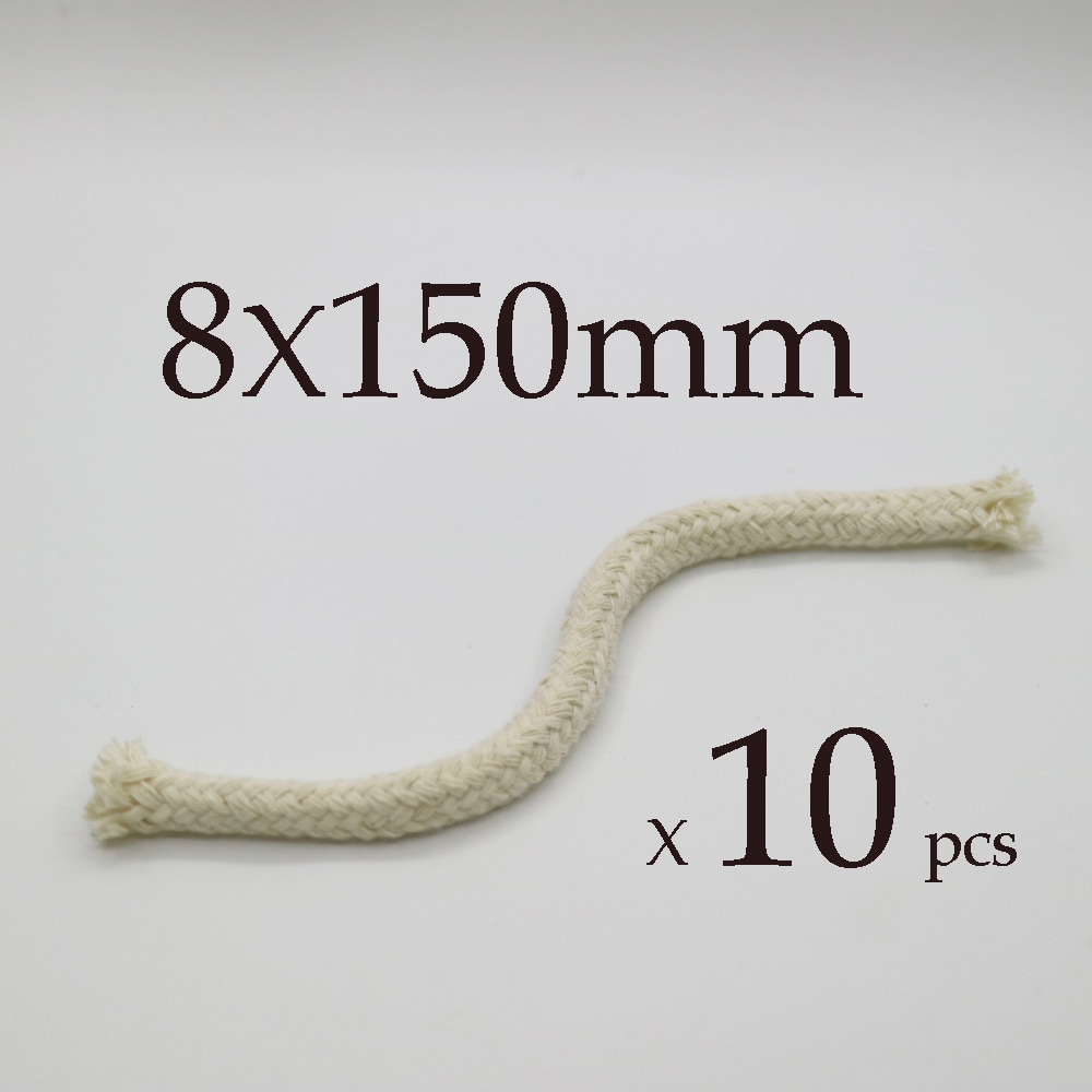 10Pcs 8*150mm length Round Cotton dental alcohol torch Wick Kerosene Oil Lamp Wicks Burner Alcohol Rope Cotton Wick