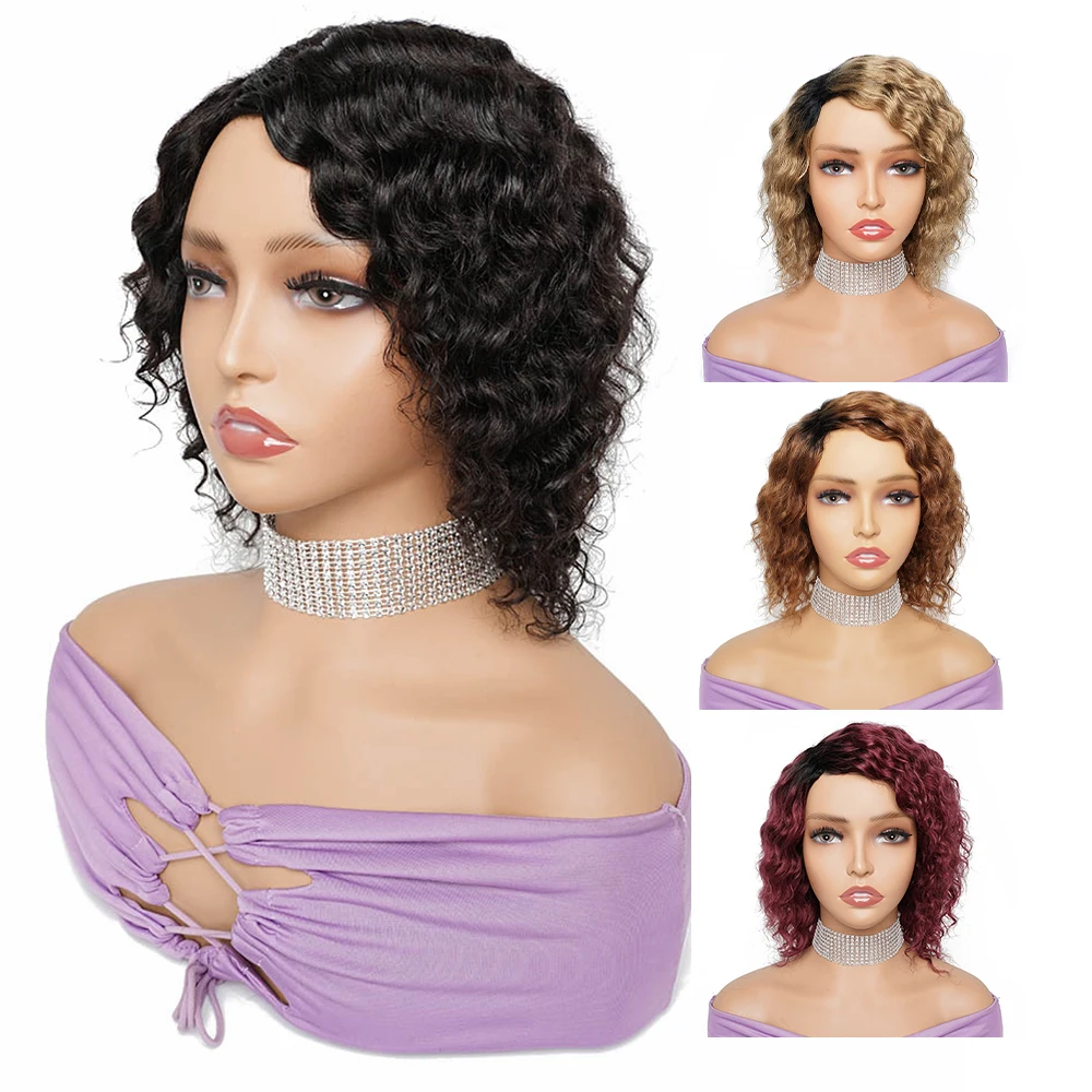 180% 1B27 1B30 1B Burgundy natural color deep wave human hair wigs honey blonde colored Indian hair