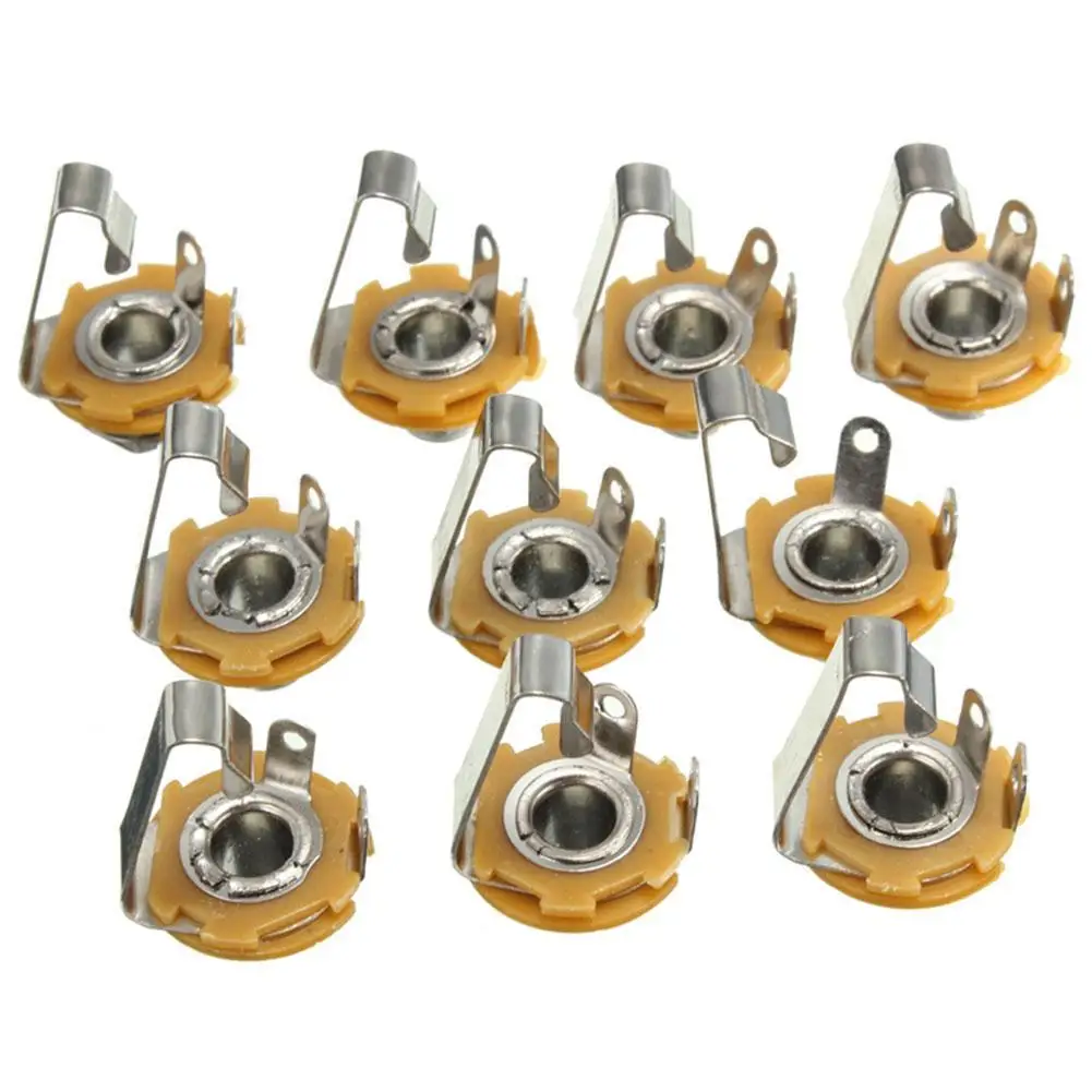 10Pcs Electric Guitar Input Jack For All Electric Guitar & Bass Guitar 1/4"" (6.35mm) Mono Jack