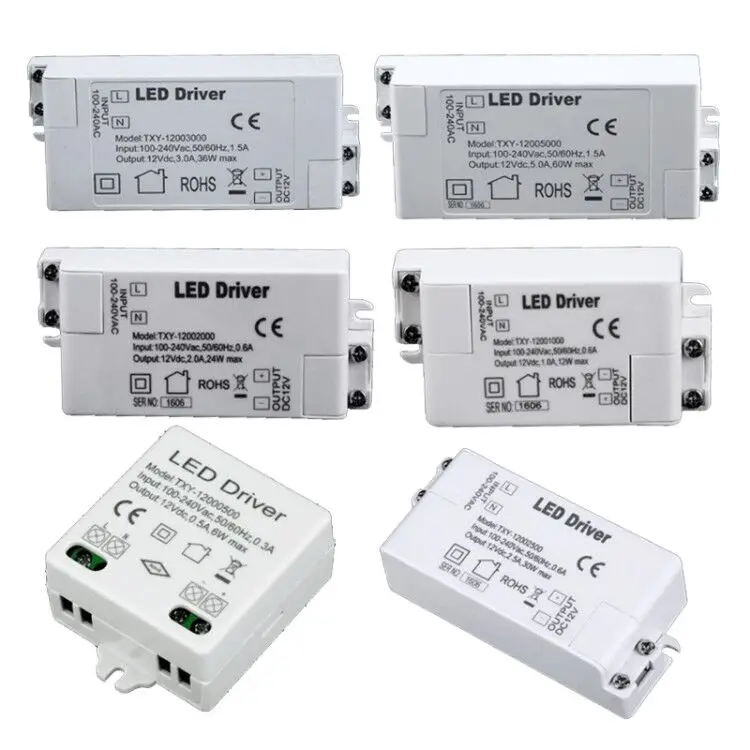 CE UKCA 12V 60w 36w 24w 12w 6w 110V-220V Lighting Transformers high quality safe Driver for LED