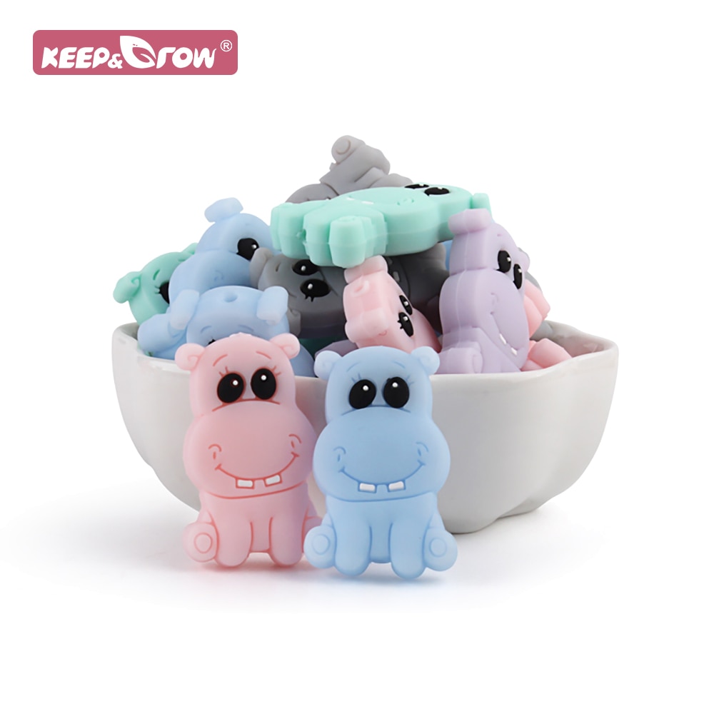 Hippopotamus Silicone Beads 10pcs/lot Baby Teething Cartoon Pearl Silicone PBA Free Rodent Beads to Make DIY Baby Pacifiers