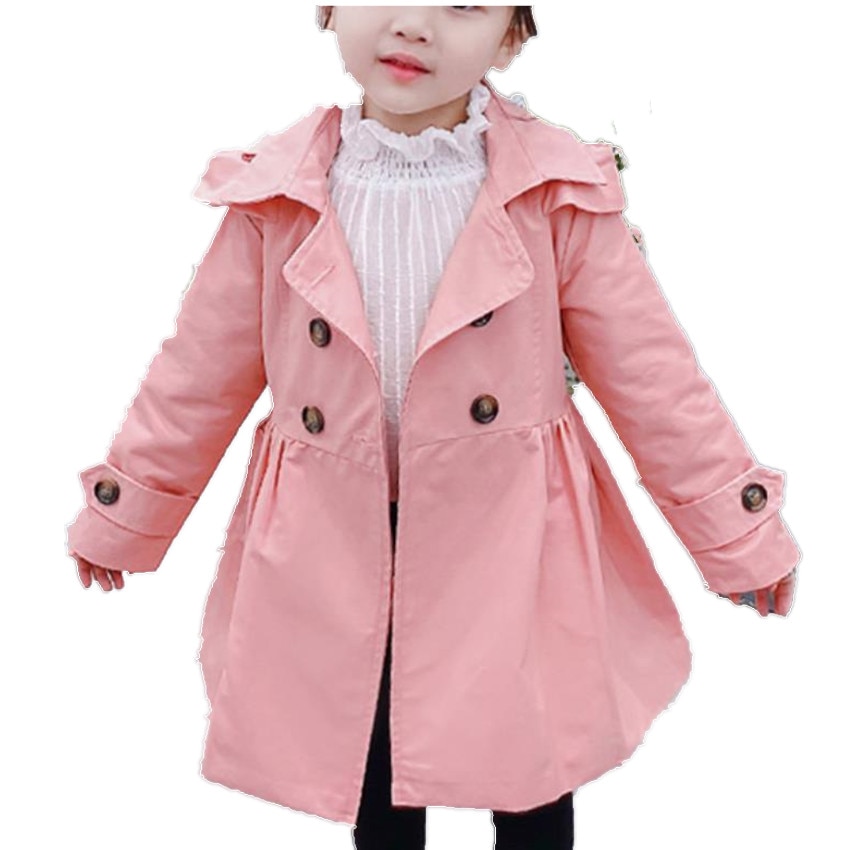Toddler Girls Trench Coats Casual Kids double breasted Windbreaker Children Coat Long Ruffle Trench Outerwear