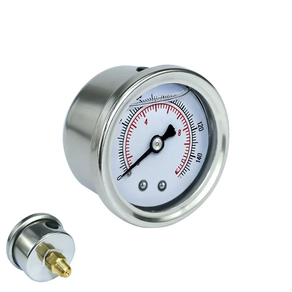 1/8 NPT Fuel Pressure Gauge Liquid 0-160 psi Oil Press Gauge Fuel Gauge White Face Universal Black