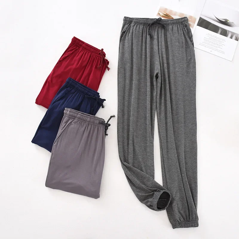 Japanese new spring and autumn men's pajamas men's modal home pants tapered pants elastic loose