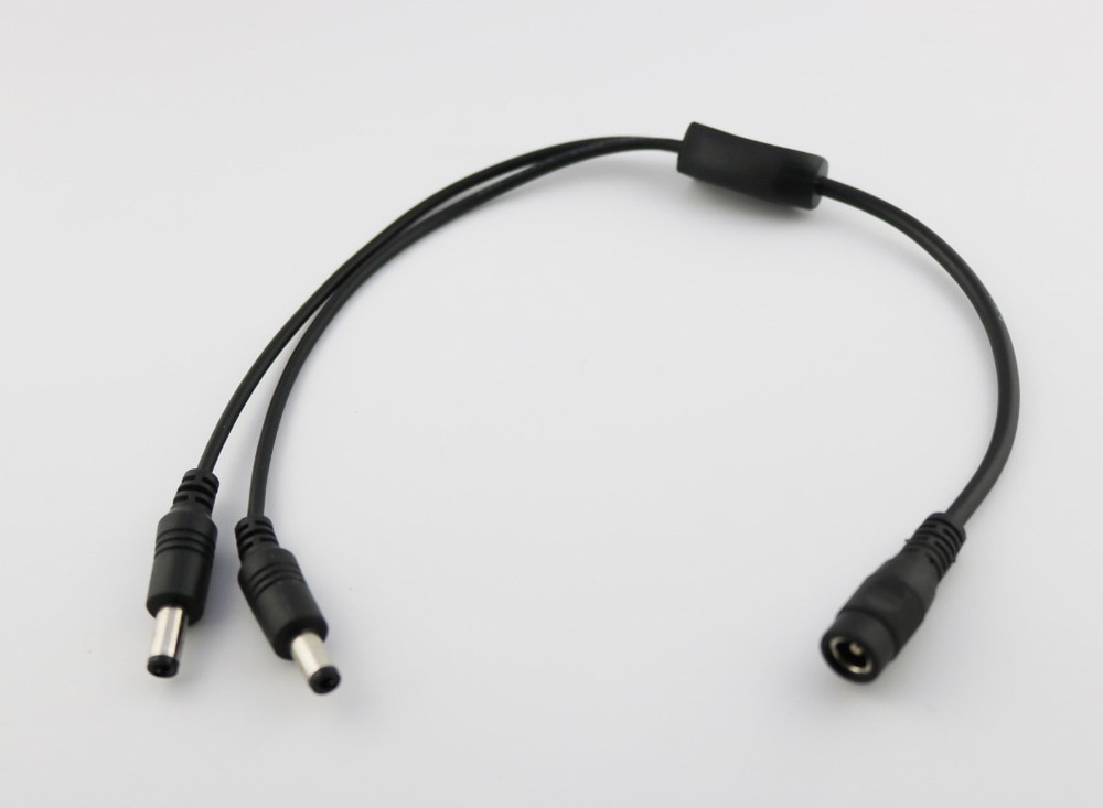 CCTV DC Power Plug 1 Female Jack To 2 Male Cable Splitter 5.5mm x 2.5mm Adapter 30cm