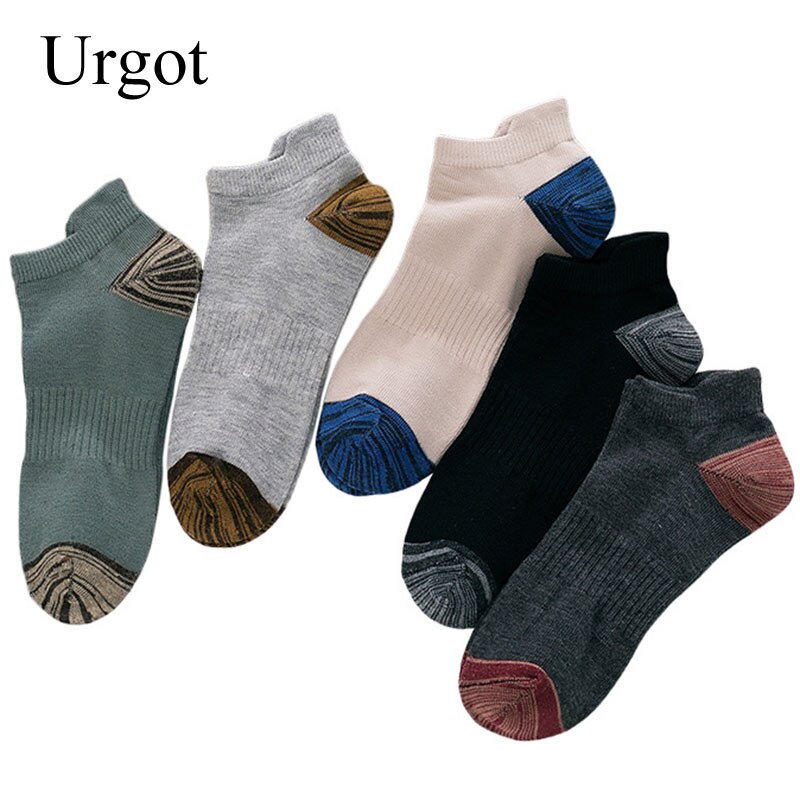 Urgot 5 Pairs Socks Men's Summer New Fashion Casual Cotton Socks 200-Pin Personality Retro College Style Boat Socks Calceti
