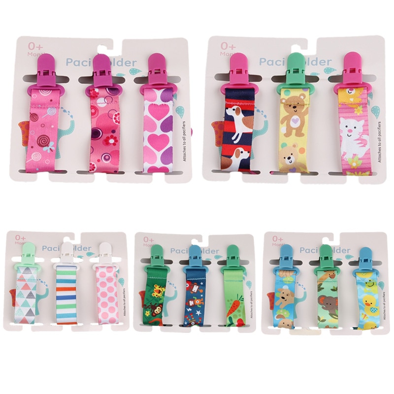 3Pcs Baby Pacifier Clips Chain Newborn Dummy Clip Nipple Holder Infant Pacifier Chain Holder Soother Attache Baby Shower Gift