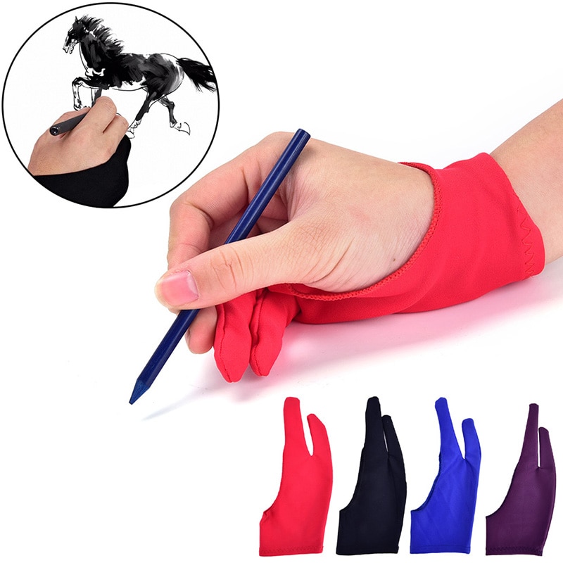 1PCS Two-finger Drawing Gloves Suitable For Both Right And Left Hand Anti-fouling Gloves For Any Graphics Drawing Tablet