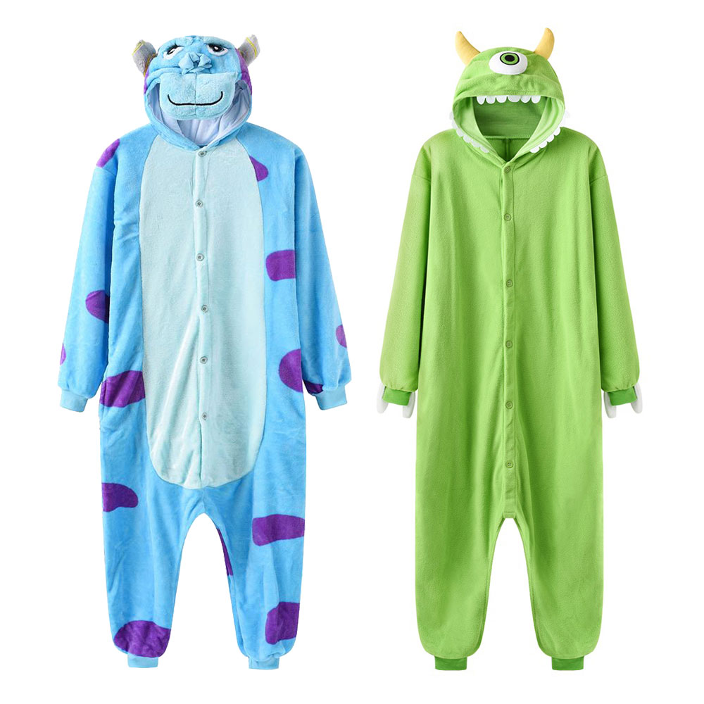 Sully Mike Kigurumis Cartoon Onesie Unisex  Couple Overall Winter Funny Cute Homewear Monster Animal