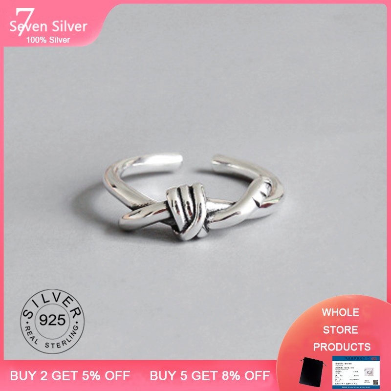 New Simple Aesthetic knots 925 Sterling Silver Jewelry Leaf Popular Not Allergic Opening Rings