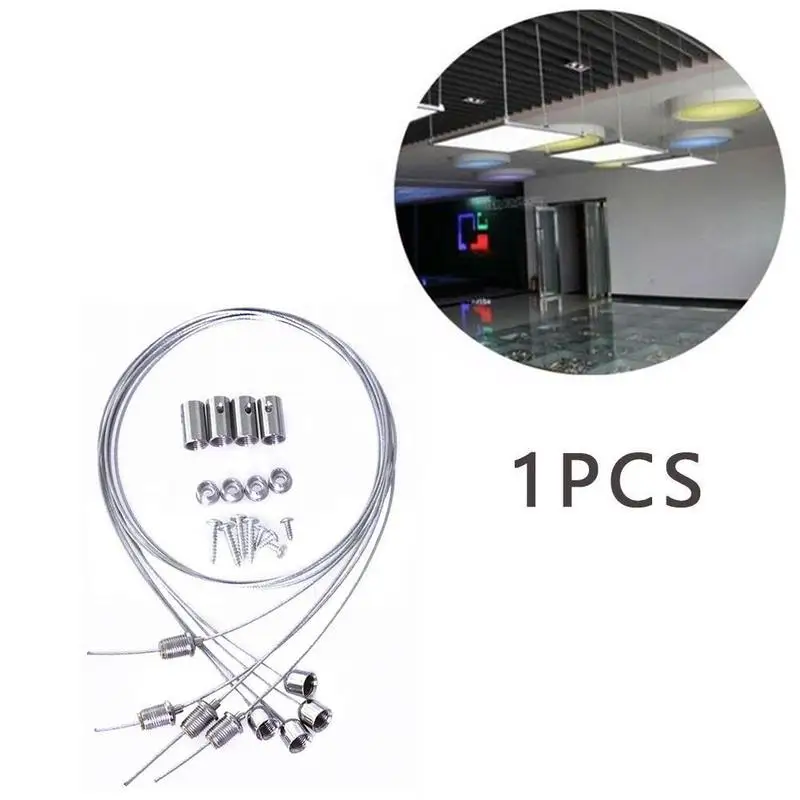 1m Steel Wires & Screws Suspension Mounting Wire Kit Rope Wire Lamp Panel Led Hanging For Ceiling Adjustable Lights Accessor