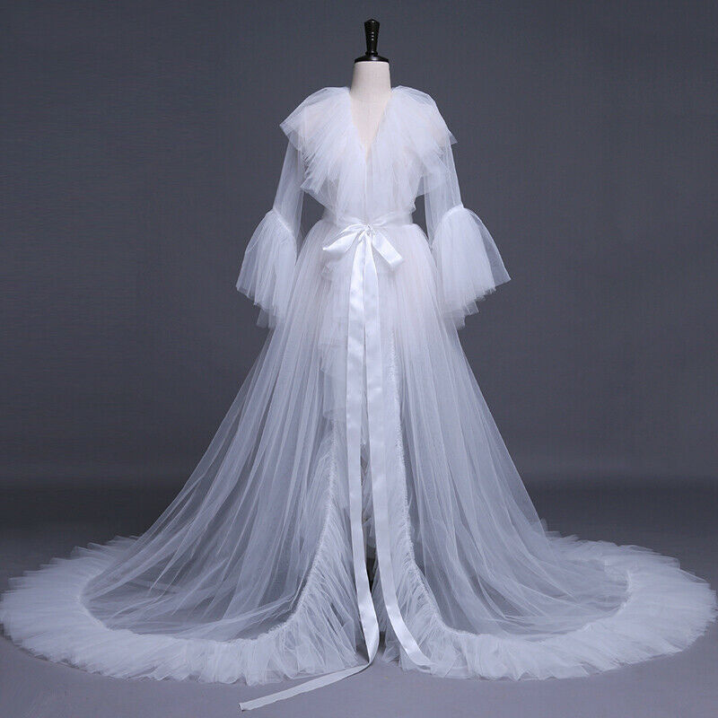 Women Sexy Robes Solid Lingerie Long Sleeves Lace Dress Sheer Gown See Through Perspective Robe Gown Sleepwear Nightwear