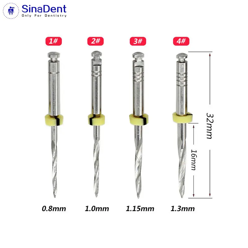 4pcs/pack Dental Drills for Fiber Post 32mm Stainless Steel 1-4# Endodontics Files for Dentistry