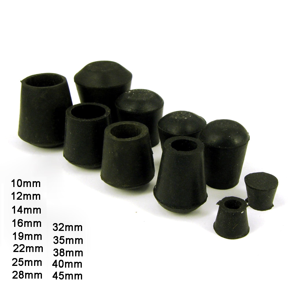 2/10PCS Black Rubber Chair Table Feet Stick Pipe Tubing End Cover Caps 10 12 15 16~45mm