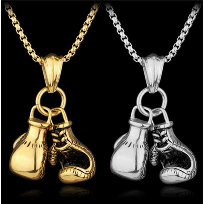 Boxing Glove Pendant Necklace Dorming Chain Pair Boxing Gloves Charm Fashion Sport Fitness Jewelry Christmas Gifts