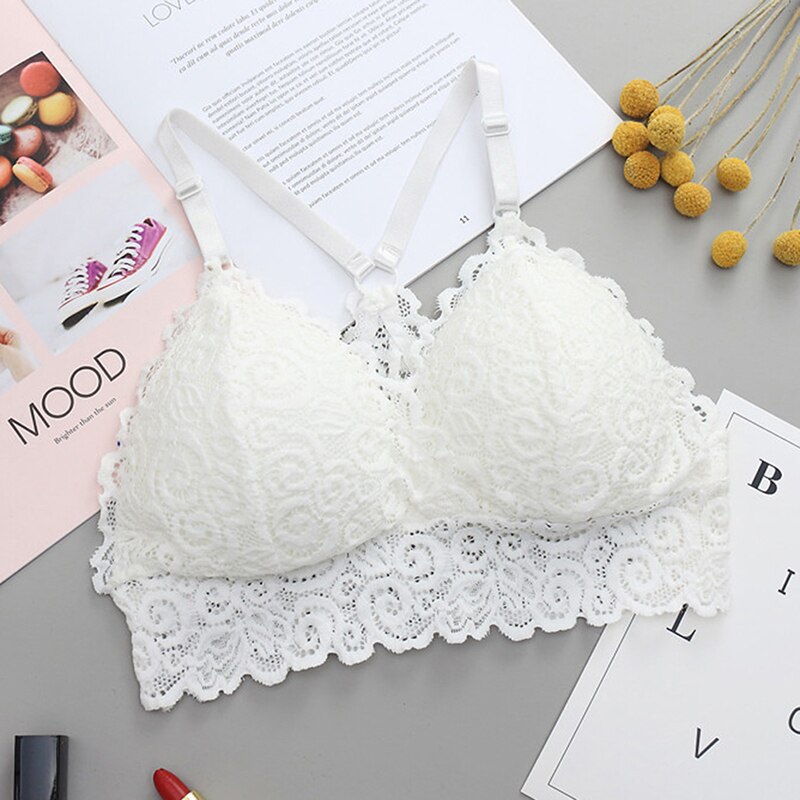 Push Up Wireless Lace Floral Underwear Women's Tube Tops Bra Top Women Plus Size Underwear Lingerie Full Cup Summer Women