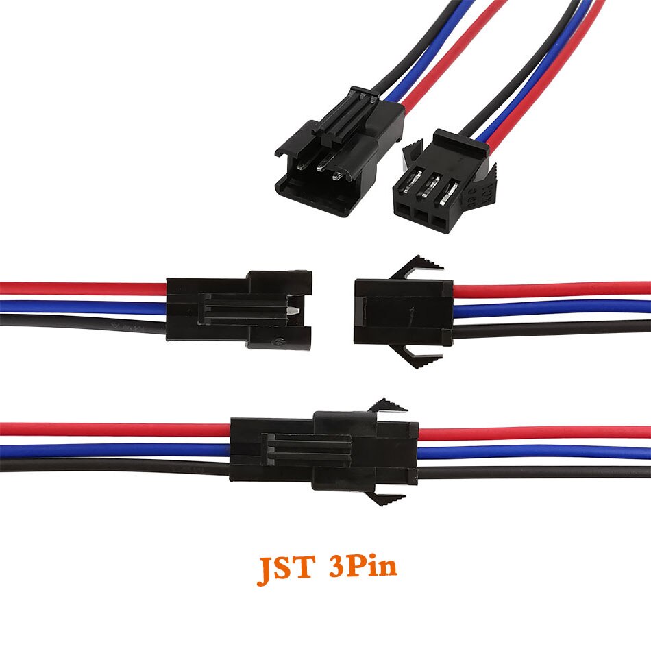 5Pair/Lot JST SM 3Pin Connector JST SM 3P Plug Socket Male to Female Wire Adapter 15CM/20CM LED Extension Male Female Cable Wire