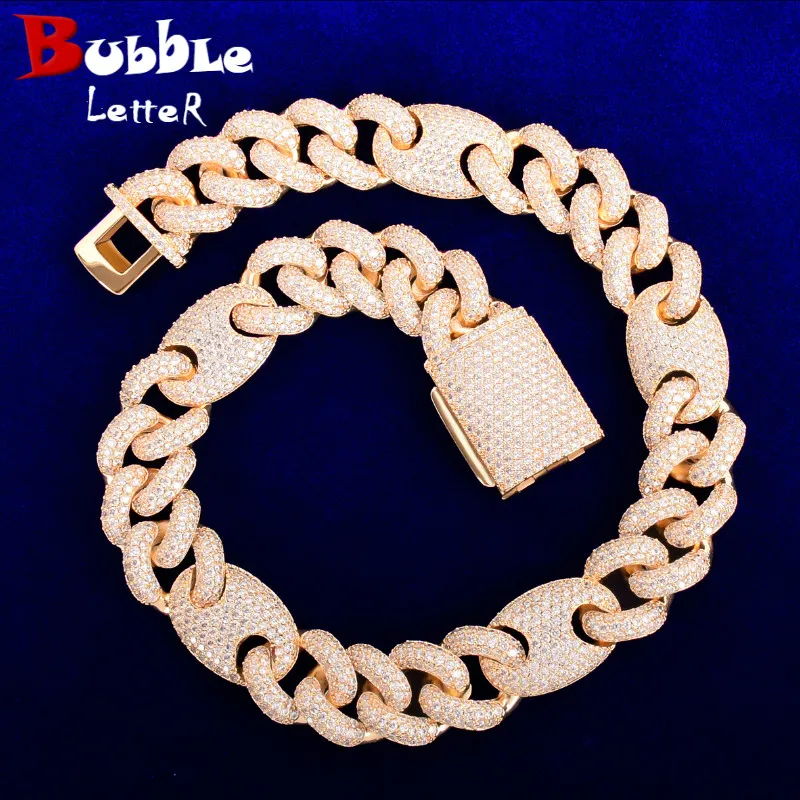 Bubble Letter Miami Cuban Chain Real Gold Plated Hip Hop Jewelry Man Necklace Christams Free