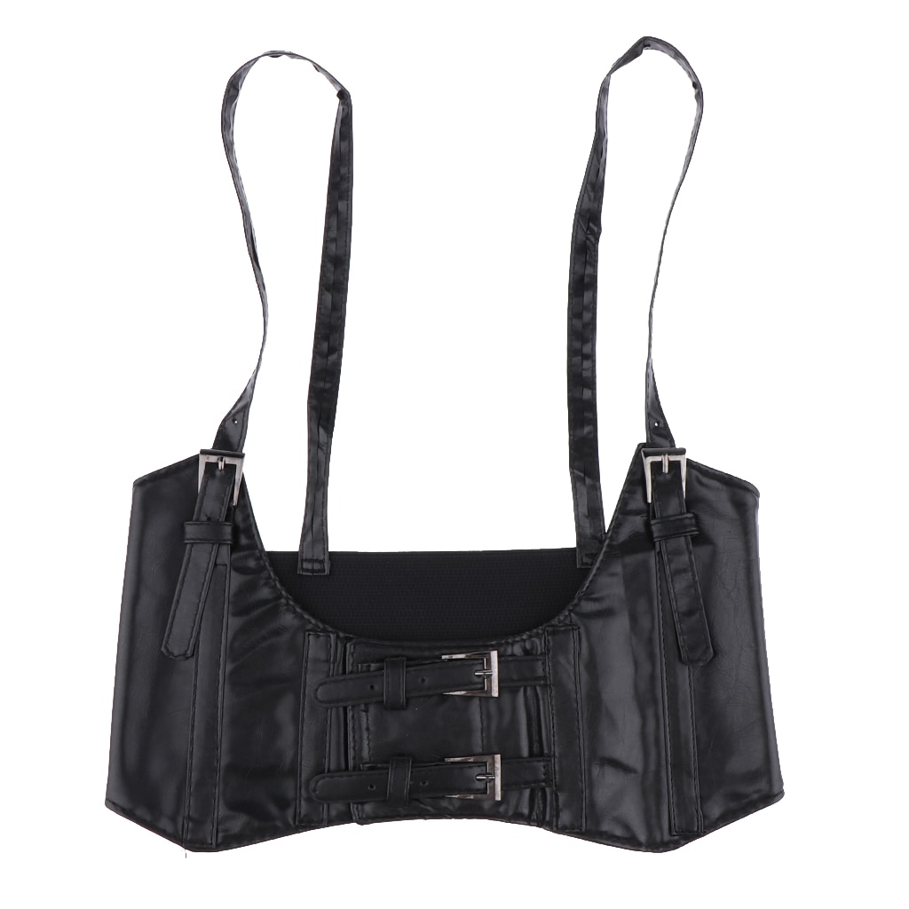 Women Sexy Leather Elastic Wide Band Waist Belt Waspie Corset Underbust