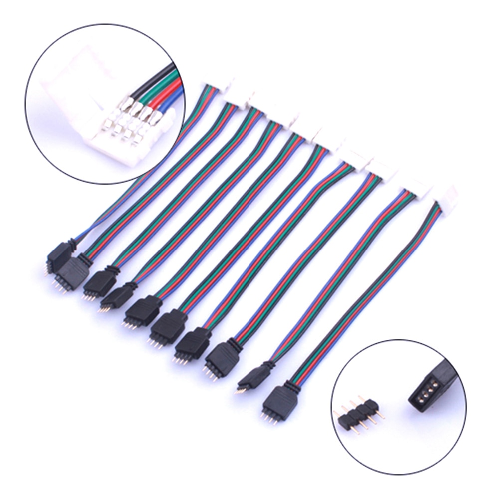 10pcs 5pcs 1pcs 4pin 10mm RGB LED Strip Connector Free Welding Connector for 5050 SMD RGB LED Strip Connector Accessories