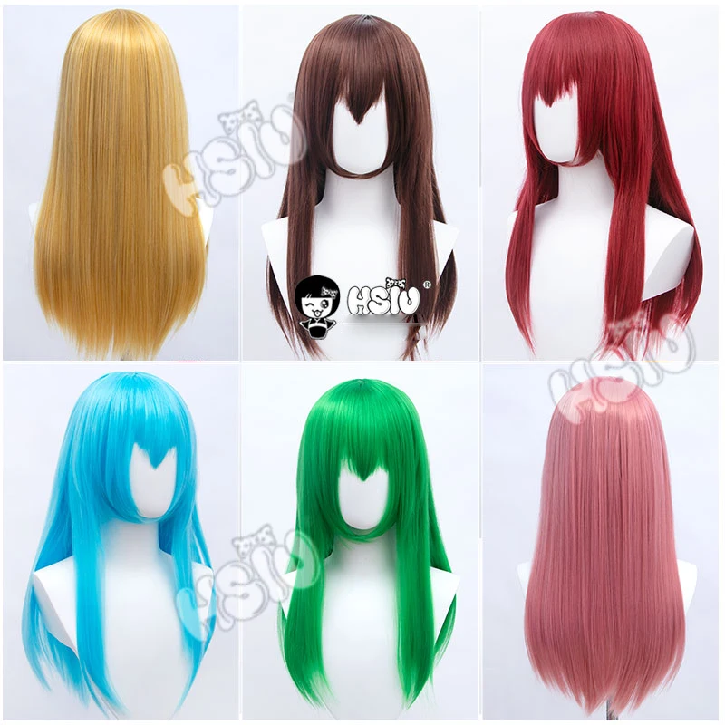 「HSIU Brand」26 Colors 60cm Long Straight Hair Pink Gray  White purple Black pink Fiber synthetic wig