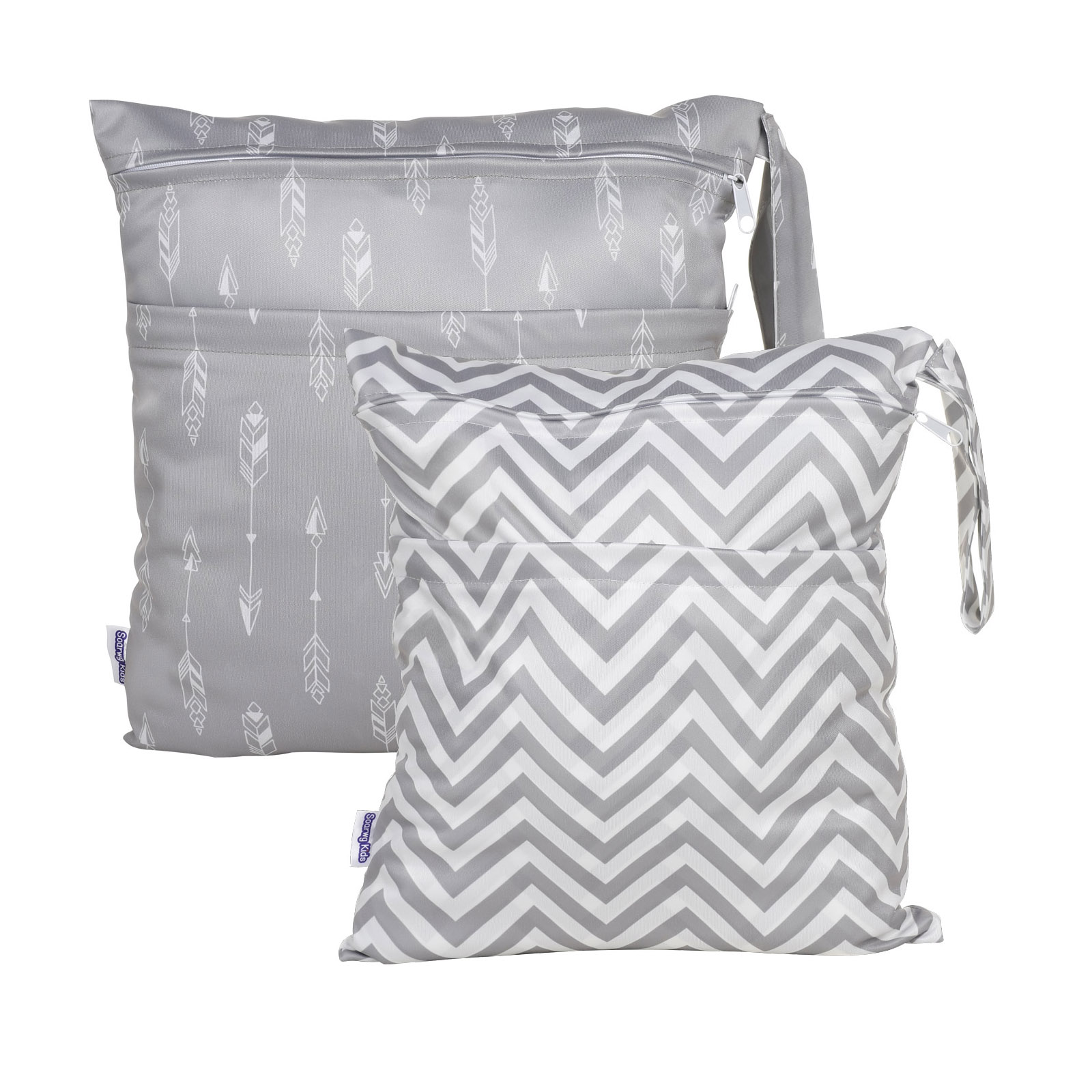 Baby Cloth Diaper Wet Dry Bags Waterproof Reusable Washable with Two Zippered Bag for Swimsuits or Wet Clothes