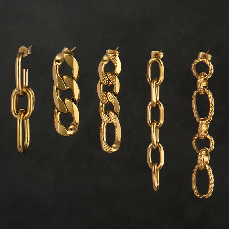 Chain Earring Stainless Steel Women Unusual Earrings Fashion Drop Earrings Trend Long Chain Earrings