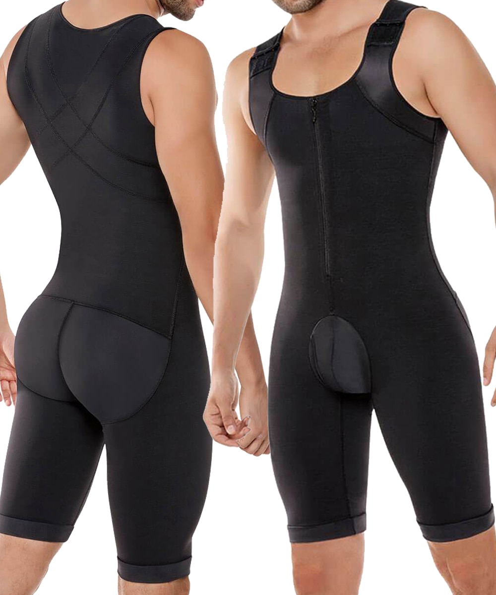 Men's Shapewear Bodysuit Tummy Control Compression Slimming Full Body Shaper Workout Abs Abdomen Underwear Plus Size Open C