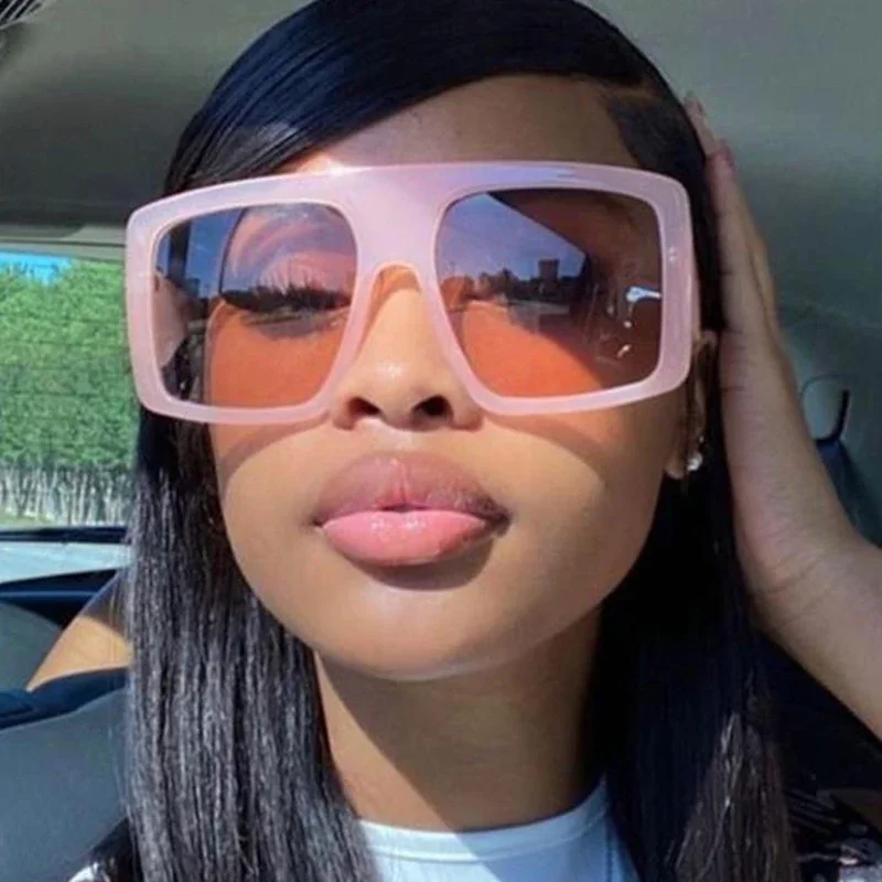 Fashion Pink Square Sunglasses Woman Oversized Big Frame Sun Glasses Female Luxury Brand Designer