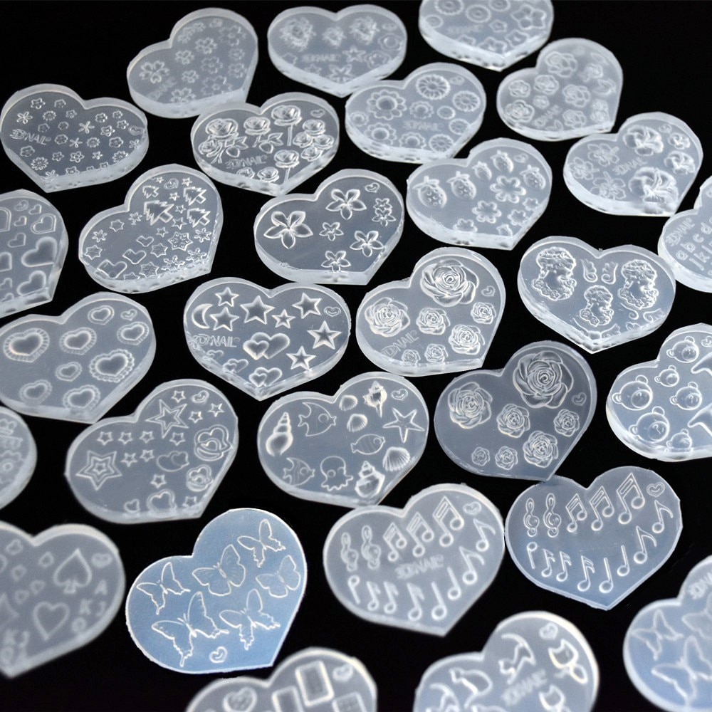 SNASAN Tiny Beads Cartoon Flowers Heart Star Nail Art Earrings Silicone Mould Jewelry Casting Tool UV Epoxy Resin Silicone Mold