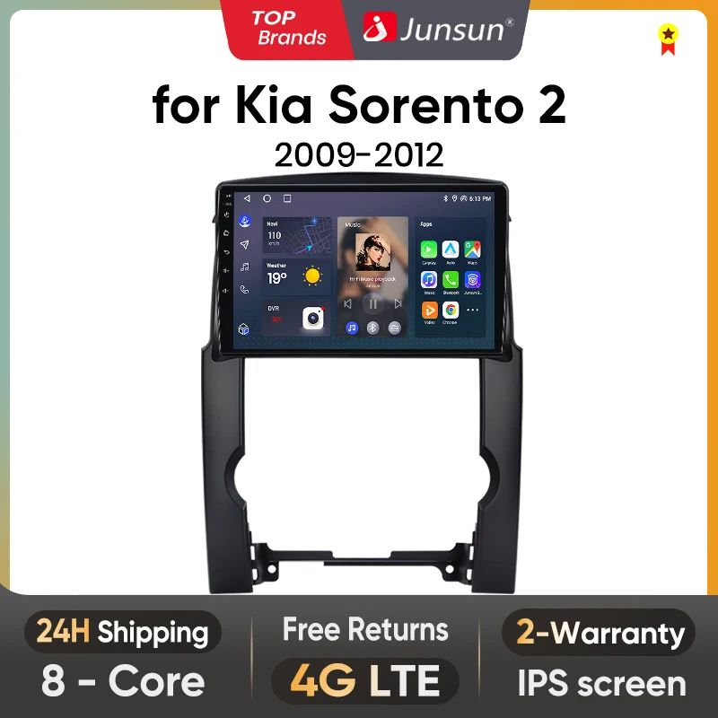 Junsun V1 AI Voice Wireless CarPlay Android Auto Radio for KIA Sorento 2 XM 2009 - 2012 4G Car