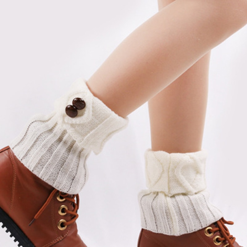 Boots Accessories Women Winter Short Leg Warmers Fashion Button Crochet Knit Boot Socks Toppers Cuffs
