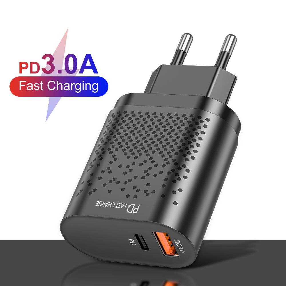 Suitable for Apple Android USB and Type-c dual port 18w capacity standard Qc3.0 fast charging plug