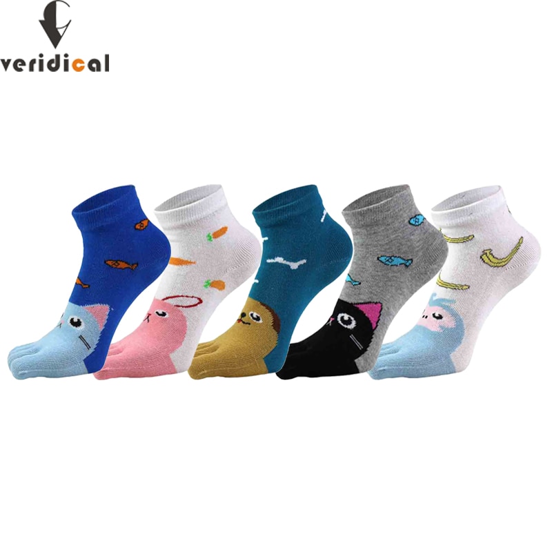 Pure Cotton Women Girl Five Finger Ankle Socks Cute Animal Bear Cat Rabbit Novelty Fashion Young No Show Socks With Toes Cartoon
