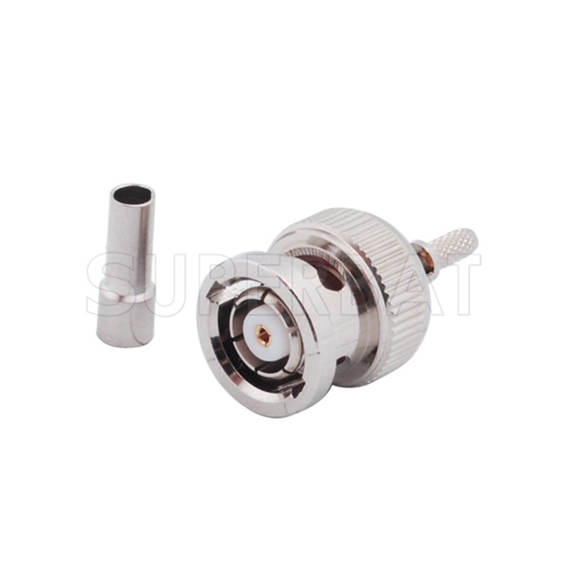 Superbat 10pcs RP-BNC Crimp Male(Female Pin) RF Coaxial Connector for Cable RG316 RG179 RG178 1.13mm 1.37mm