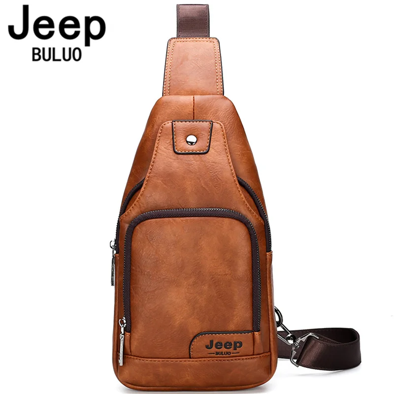 JEEP BULUO Crossbody Bags Men Fashion Casual Chest Pack Short Trip Messengers Chest Bag Water