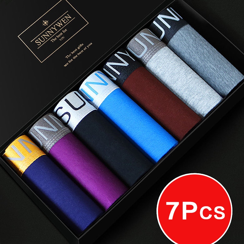 7pcs/Lot Men's Underwear Cotton Men's Panties Breathable Men's Boxer's Solid Underwear Comfortable Shorts Un
