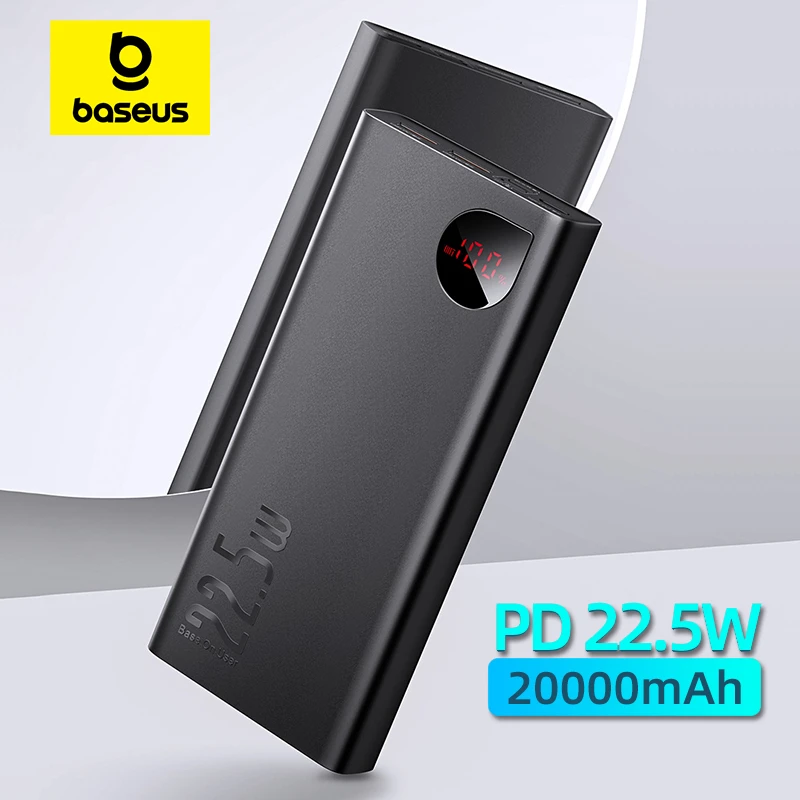 Baseus 22.5W Power Bank 20000mAh Portable Fast Charging Powerbank Type C PD Qucik Charge External