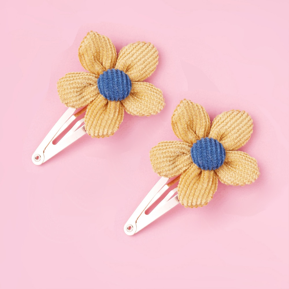Baby Hair Clips Corduroy Barrette For School Girls Side Clip Children Princess Hairpin Infant Handmade Flower Hair Accessories