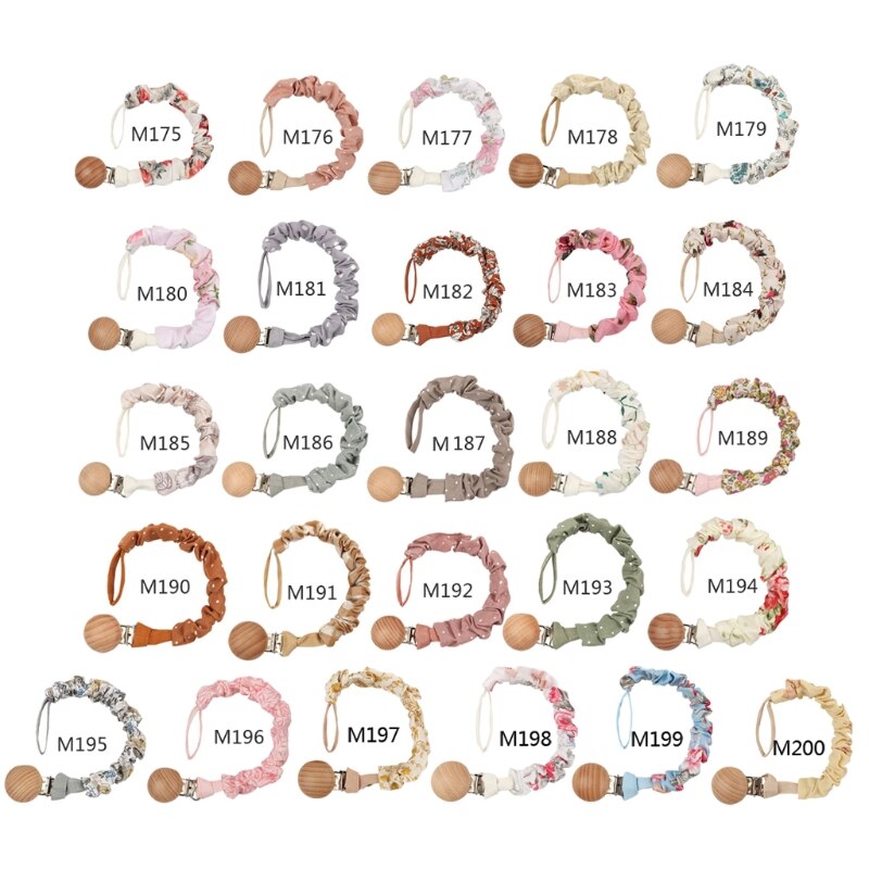 Baby Cotton Pacifier Chain Beech Wood Pacifier Clip Infant Teething Toys Holder For Nipples Baby Teether