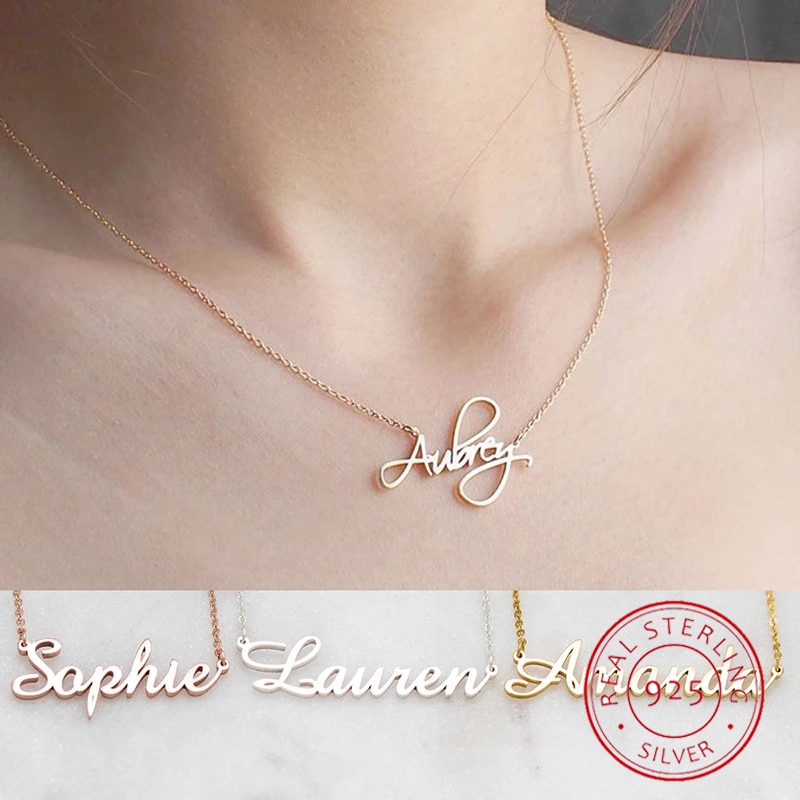 DODOAI 925 Sterling Silver Name Necklace Custom Necklaces Jewelry Personality Letter Choker Necklaces with Name for Women Girls