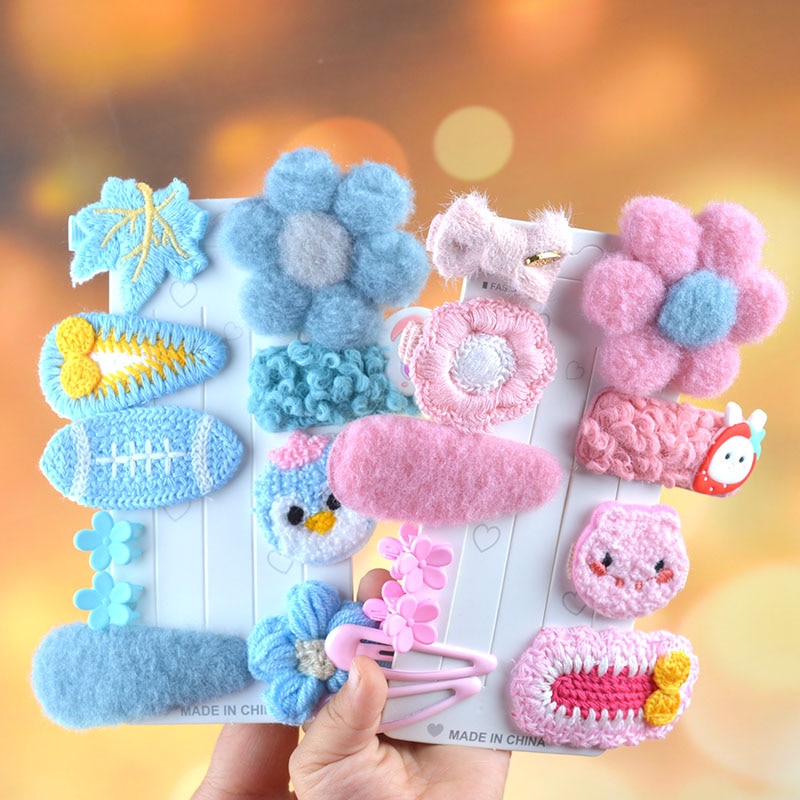 Simple children's hair accessories girl headdress set children's hair clip hairpin sun flower small grab clip BB clip 