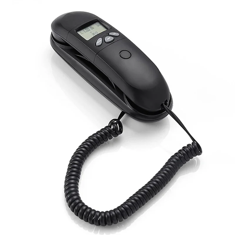 Mini Trimline Corded Phone Fixed Telephone Desk Landline Phone Wall Mountable with Display Caller ID Redial for Hotel Office