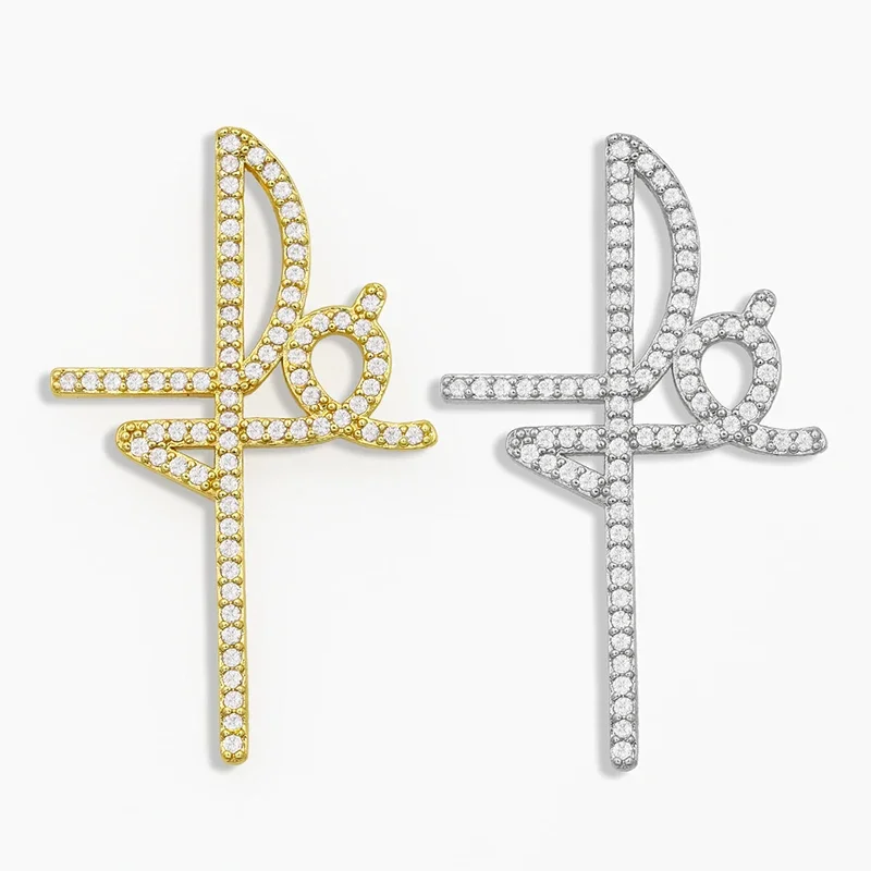 OCESRIO DIY Gold Plated Big Cross Pendant For Women FE CZ Jewelry for Jewelry Components Necklace
