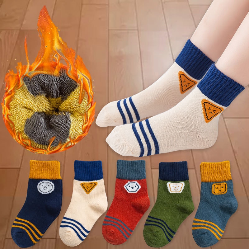 5Pair/Lot Children's Socks Winter Thicken Cotton Socks Girls Short Sox 1-12 years old Floor Socks Lucky Kids Boy Breath Soc