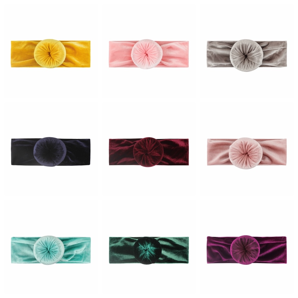 Fashion Golden Velvet Baby Headband Soft Knot Infant Hairband Wide Elastic Nylon Headdress Clothing Accessories Festival Gifts