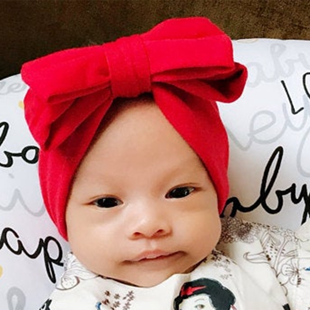 Fashion Soft Cotton Bowknot Infant Headband Toddler Kid Nylon Elastic Hairband Solid Color Double Bow Child Headwarp Accessories