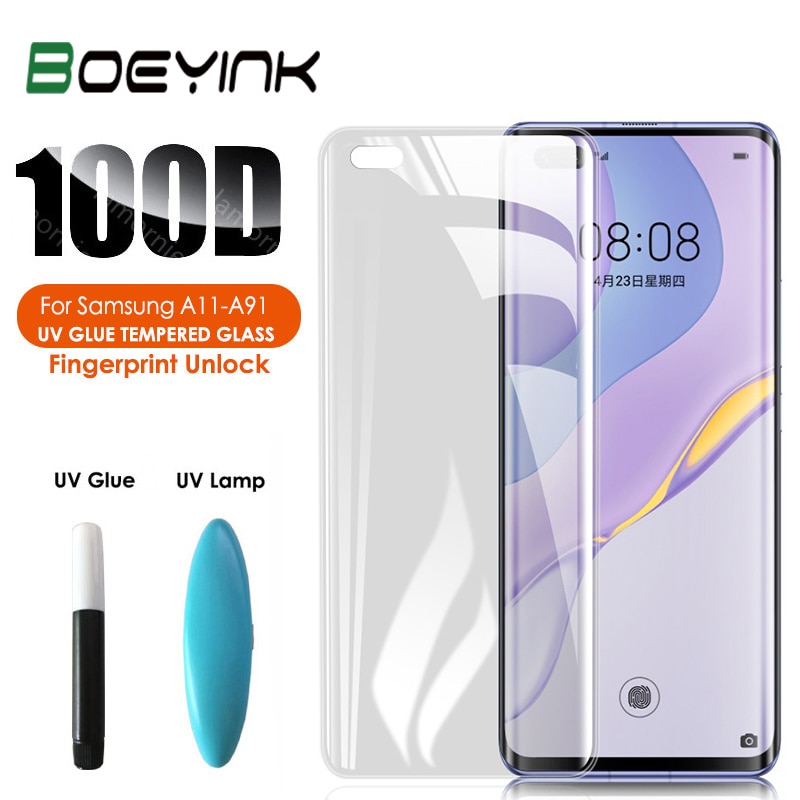 Liquid UV Tempered Glass For Samsung A11 A21 A31 A41 A51 A71 A81 A91 Glass Screen Protective For Samsung Galaxy A50 A30 70 Glass